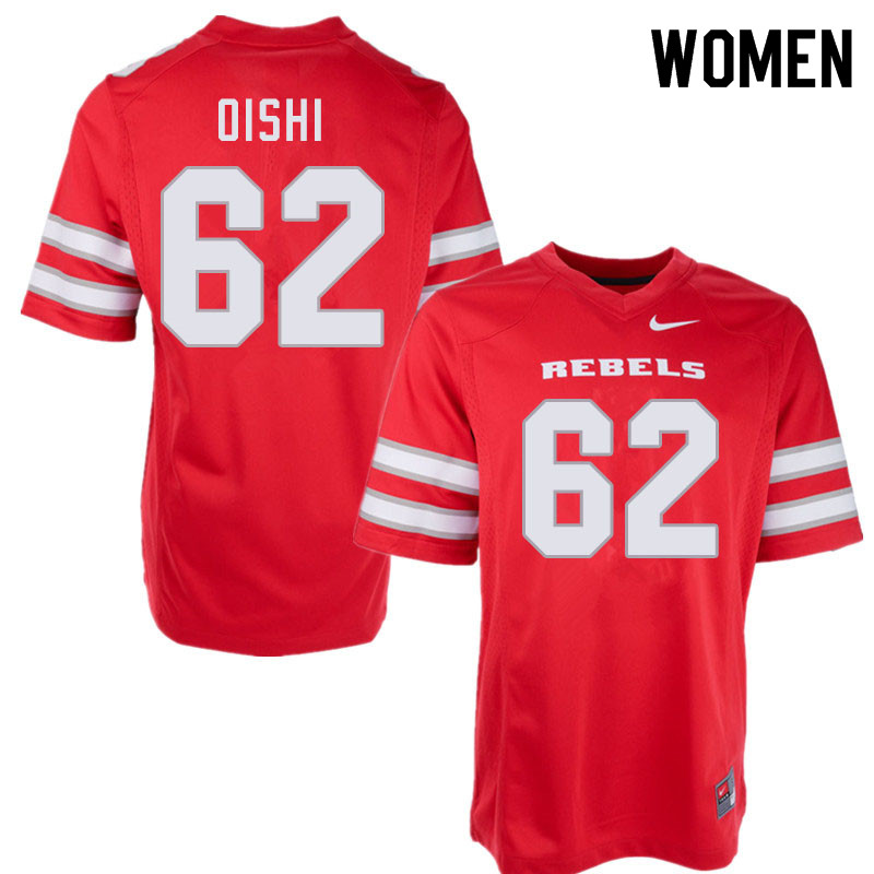 Women #62 Nate Oishi UNLV Rebels College Football Jerseys Sale-Red - Click Image to Close